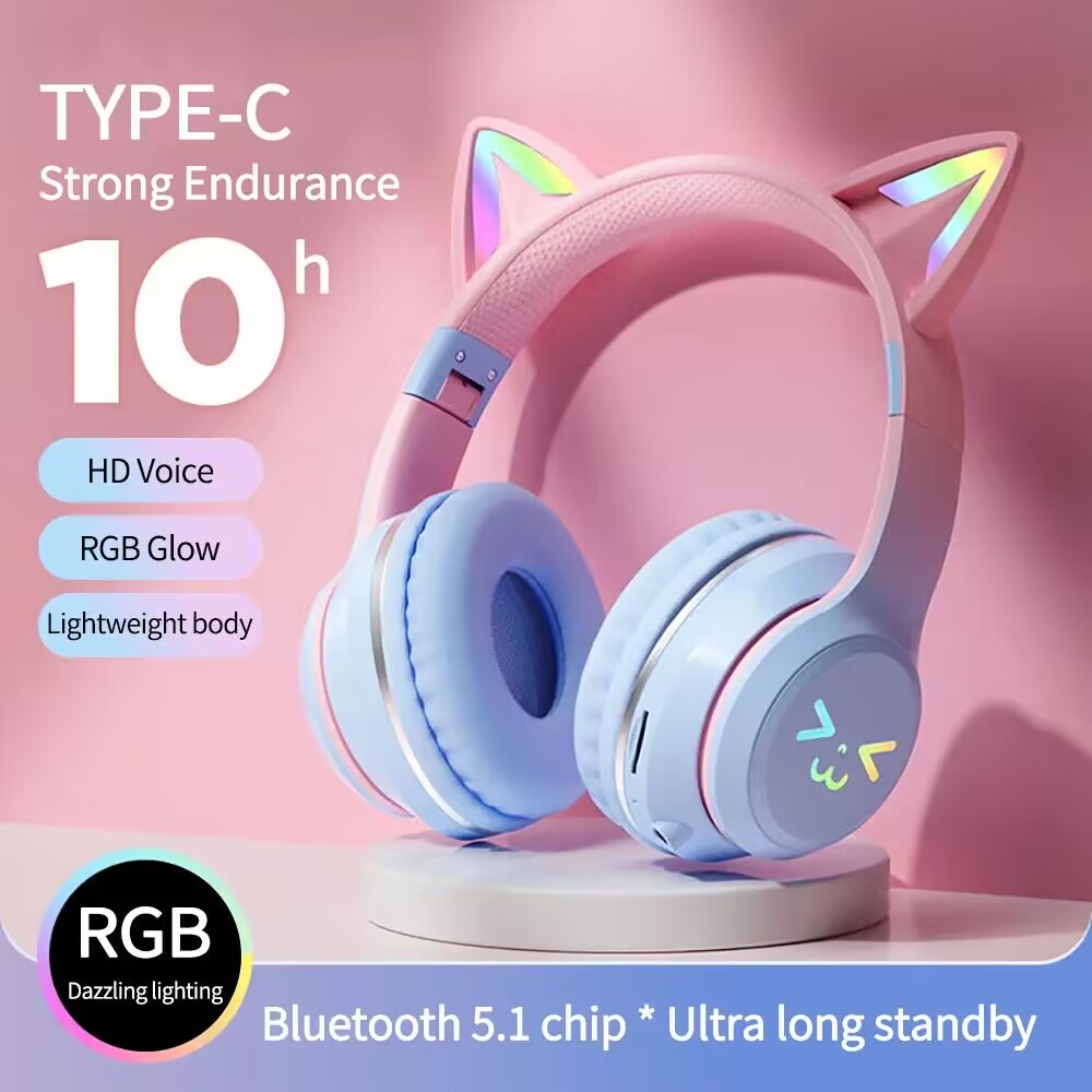 BluetoothワイヤレスRGBGlowイヤホン,猫の耳の - Gaming Headset Rgb のレビューと価格