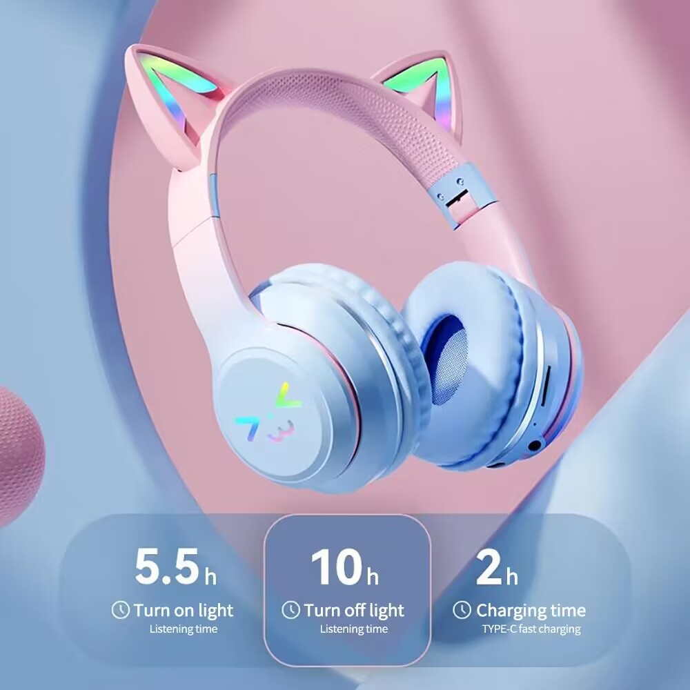 BluetoothワイヤレスRGBGlowイヤホン,猫の耳の - Gaming Headset Rgb のレビューと価格