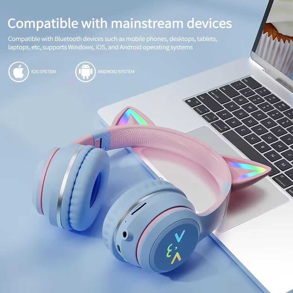 BluetoothワイヤレスRGBGlowイヤホン,猫の耳の - Gaming Headset Rgb のレビューと価格