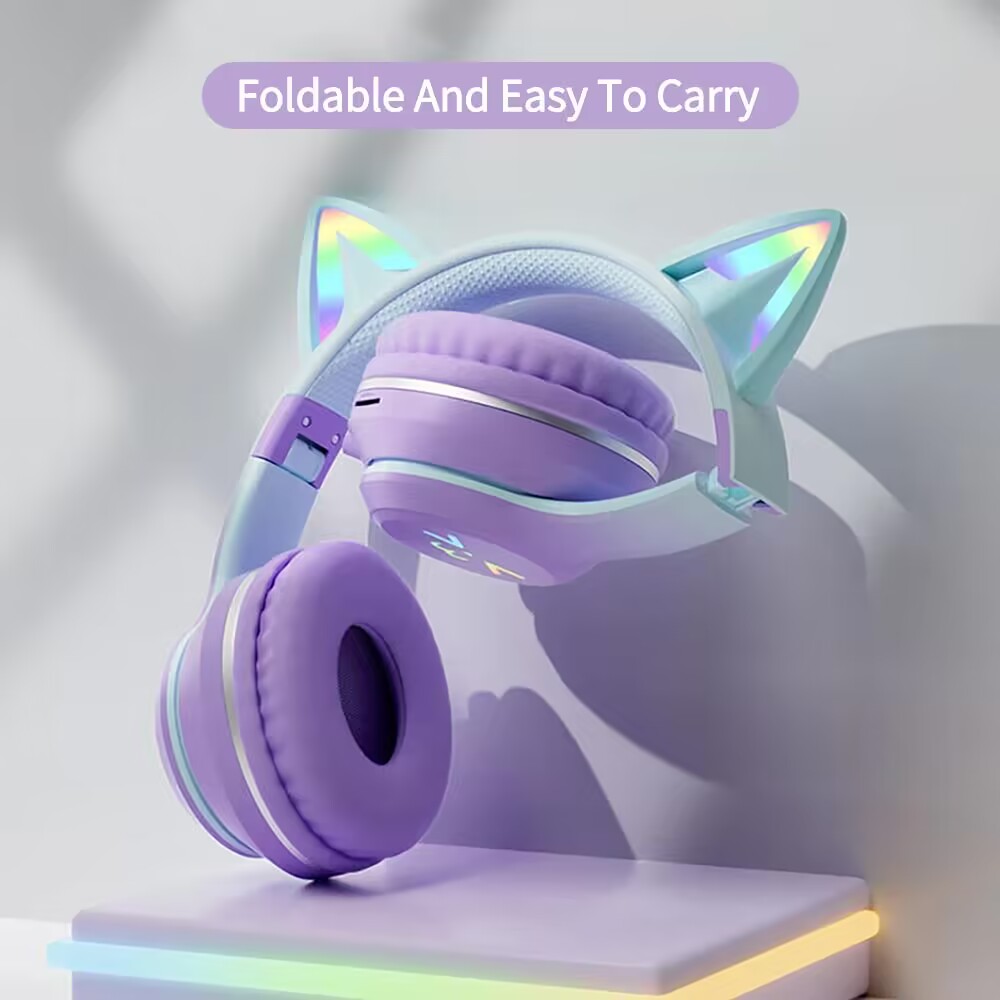 BluetoothワイヤレスRGBGlowイヤホン,猫の耳の - Gaming Headset Rgb のレビューと価格